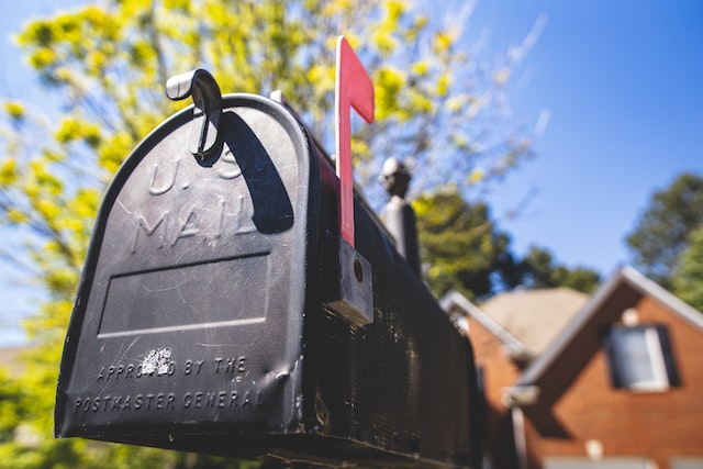 a mailbox with its flag up